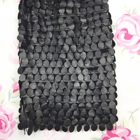 Petis Pois Black Faux Leather Mesh Tiered Layered Sheath Dress S - Picture 3 of 7
